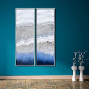 Sand Art Textured Metallic Hand Painted by Martin Edwards Framed Abstract Diptych Set Canvas Wall Art