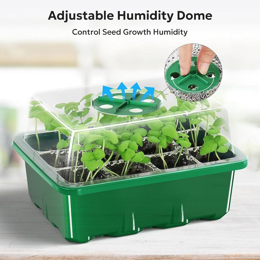 Green Plastic Seed Starter Tray Kit with Humidity Dome