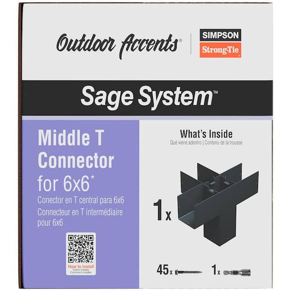 Outdoor Accents Sage System Black Powder-Coated Middle T Connector for 6x6 with Screws