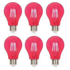 40-Watt Equivalent A19 Dimmable Pink Filament LED Light Bulb (6-Pack)
