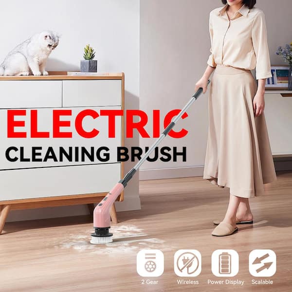 7 in 1 Electric Spin Scrubber Cordless Cleaning Brush with Extendable Handle for Floor Cleaner, Bathtub, Sweeper