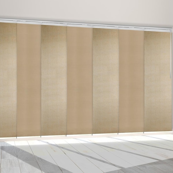 FINE FIXTURES Beachy 110 in. - 153 in. W x 94 in. L Adjustable 7- Panel Satin Nickel Single Rail Panel Track with 23.5 in. Slates