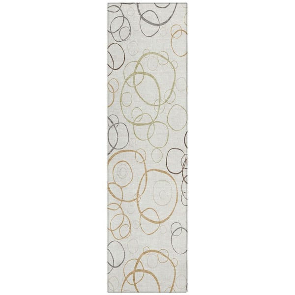 Chantille Machine Washable Indoor/Outdoor Abstract ACN2408 Ivory 2 ft. x 7 ft. Runner Rug