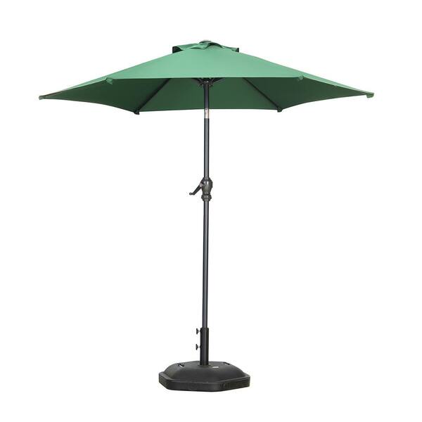 OVASTLKUY 7.5 ft. Market Table Outdoor Patio Umbrella in Green with Base