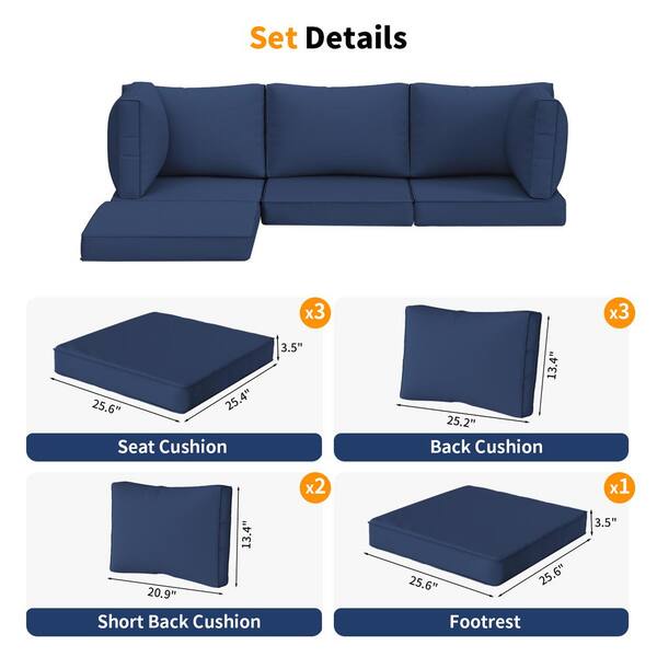 ELPOSUN Outdoor 4 in. Replacement Cushion Set Seat/Back Cushion