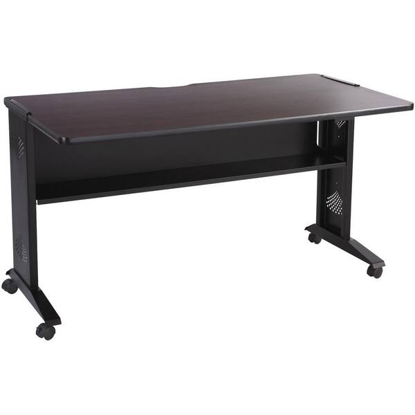 Safco 54 in. Rectangular Medium Oak Computer Desk with Locking Feature ...