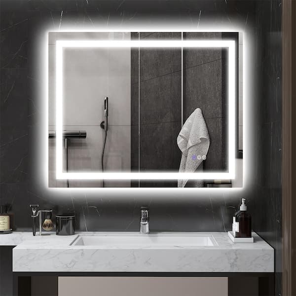 Blisstyle 39.4 in. W x 31.5 in. H Rectangle Frameless Mirror Wall Mirror Vanity Mirror