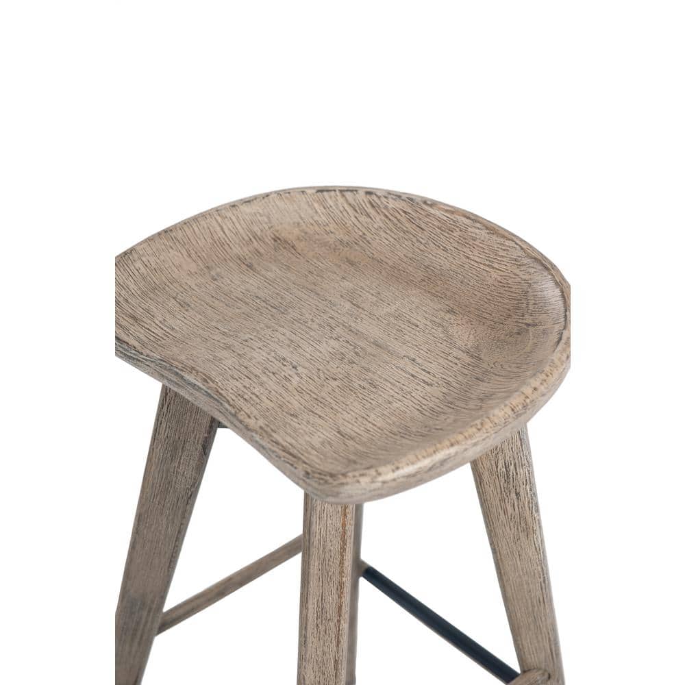 Barnwood Wire-Brush 29" Backless Swivel Saddle Stool