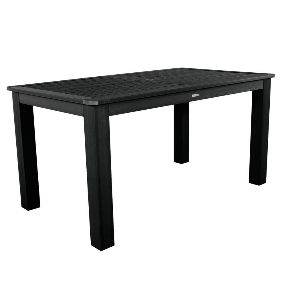 Black Rectangular Recycled Plastic Outdoor Balcony Height Dining Table