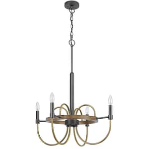 Seagrove 60-Watt 4-Light Antique Brass Candle Chandelier for Kitchen Island with no Bulbs Included