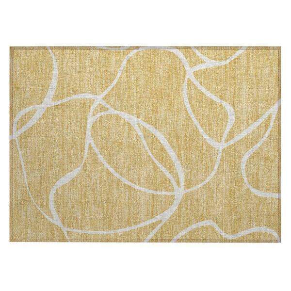 Chantille Machine Washable Indoor/Outdoor Abstract ACN999 Gold 1 ft. 8 in. x 2 ft. 6 in. Area Rug