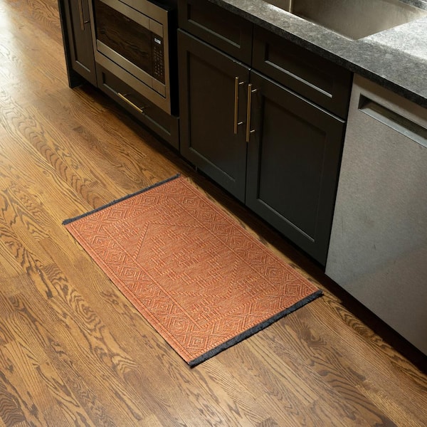 Alma Orange 2 ft. x 3 ft. Moroccan Machine Washable Indoor Area Rug
