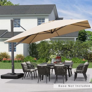 12 ft. Square Patio Umbrella Aluminum Large Cantilever Umbrella for Garden Deck Backyard Pool in Beige