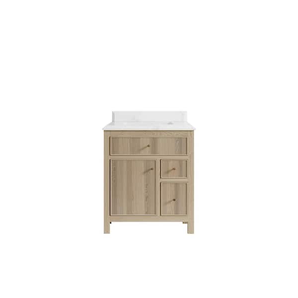 Willow Collections Sonoma Oak 30 in. W x 22 in. D x 36 in. H Bath Vanity in White Oak with 1.5 in. Empira Quartz Top
