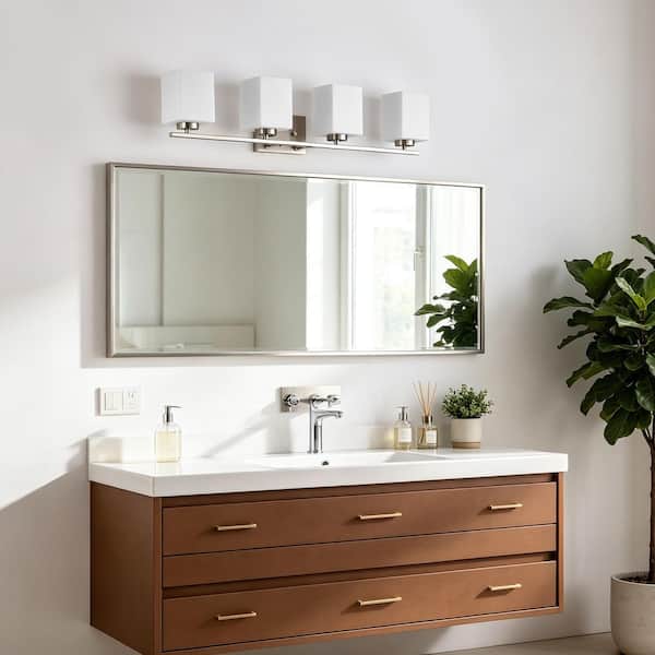 Edvivi 4-Light 32 in. Brushed Nickel Indoor Bathroom Vanity Lights