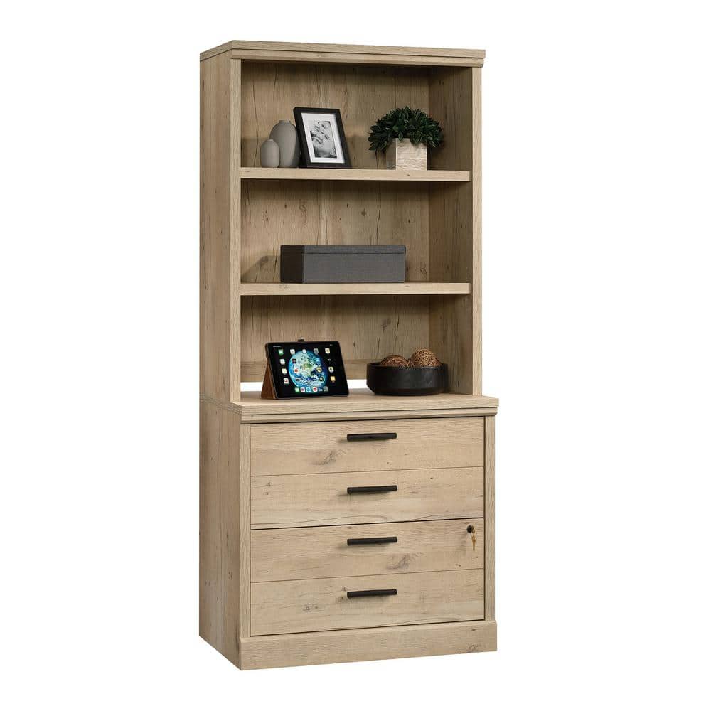 Prime Oak Adjustable 2-Shelf Library Hutch with Doors