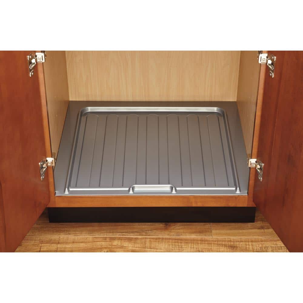 Metallic Silver Polymer Vanity Sink Base Drip Tray