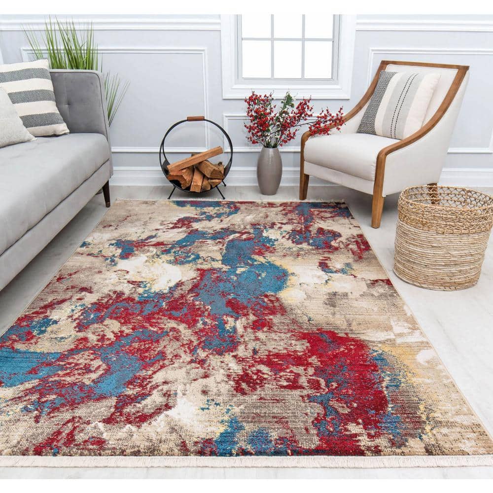 Stratford Liquid Gold 18" Abstract Vintage Synthetic Cube Rug