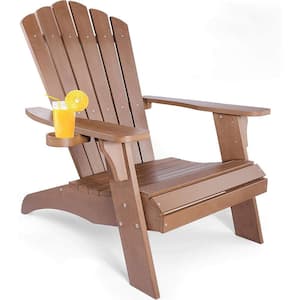 Brown Polystyrene Composite Adirondack Chair With Cup Holder