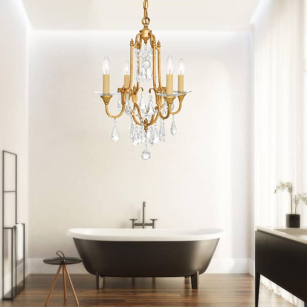 Electra 4 Light Up Chandelier With Oxidized Bronze Finish