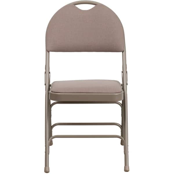 Carnegy Avenue Beige Fabric/Beige Frame Metal Folding Chair (4-Pack)