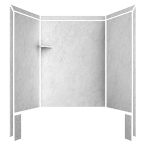 Royale 36 in. x 60 in. x 80 in. 11-Piece Easy Up Adhesive Alcove Bathtub/Shower Wall Surround in Frost