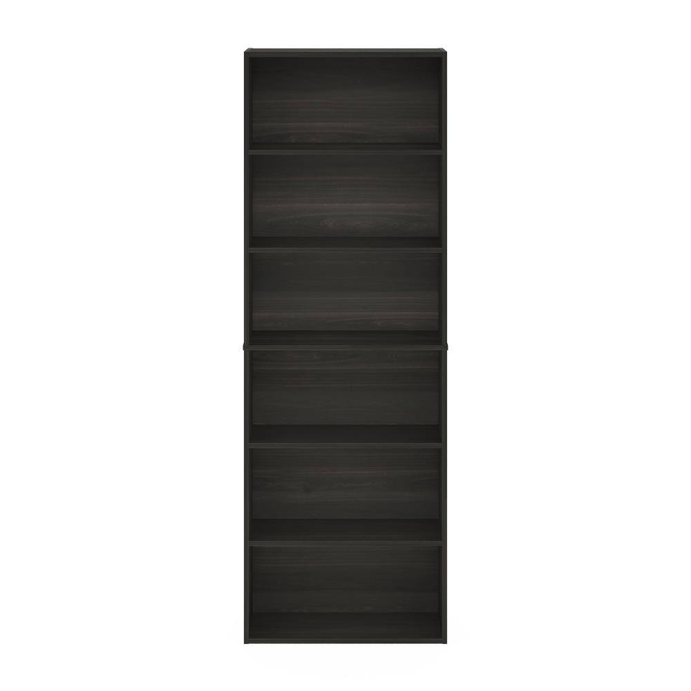Espresso 6-Tier Adjustable Open Storage Bookcase