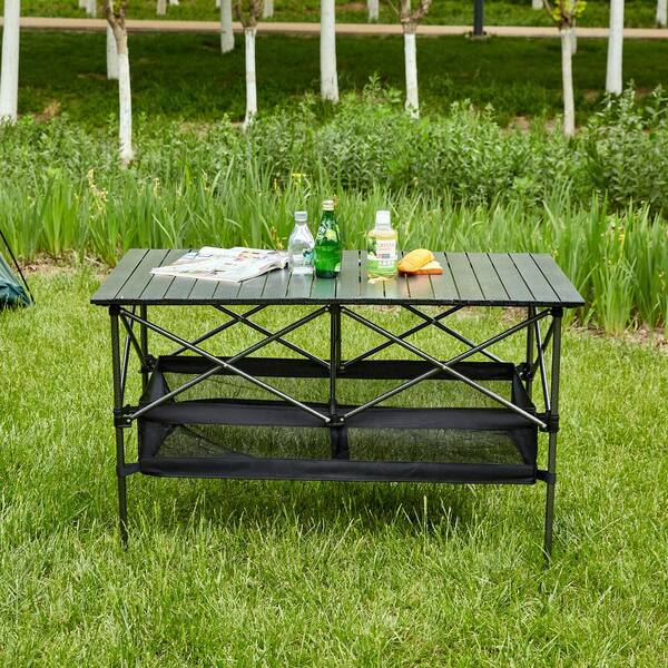 Black Rectangular Aluminum Lightweight Folding Outdoor Black Rectangular Aluminum Lightweight Folding Outdoor