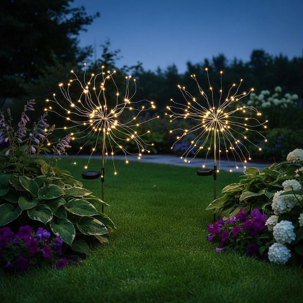 LZS-90658 YW LEDスポットライト 3000K 2個セット YANSUN Solar Garden Decorative White Firework Path Lights - 120
