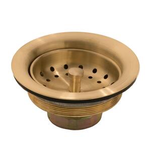 SinkSense 3.5 in. Heavy Duty Kitchen Sink Strainer Drain with Post Styled Basket in Satin Gold