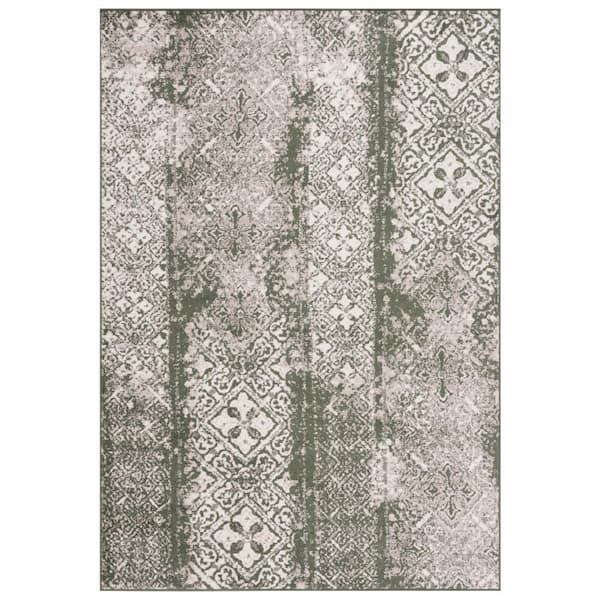 SAFAVIEH Adirondack Dark Green/Ivory 5 ft. x 8 ft. Border Striped Area Rug
