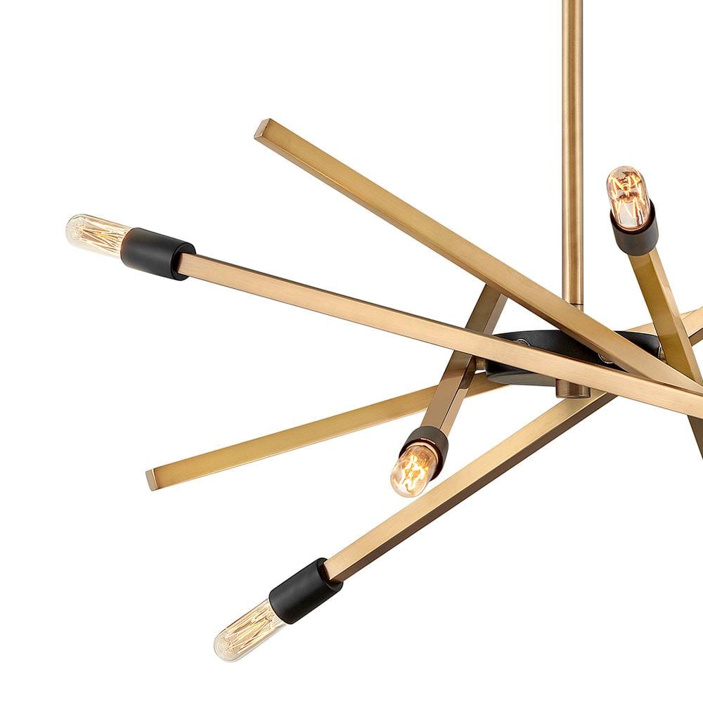 Heritage Brass and Black 6-Light Sputnik Chandelier