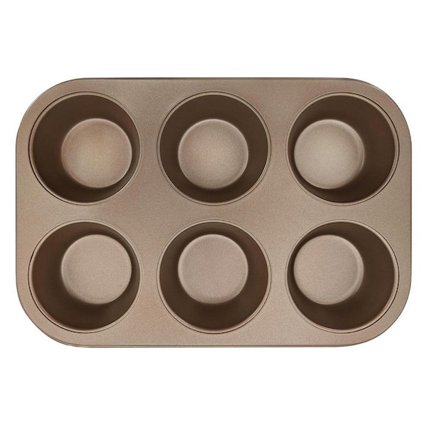 6-Piece Heavy Duty Steel Nonstick Muffin Pan Set for Baking Cupcakes, Quiches, Tarts, Lasagnas, Black