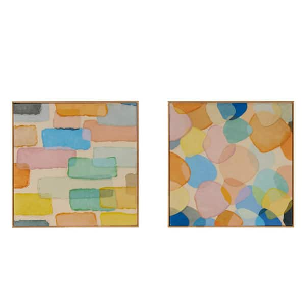 Litton Lane Panel Abstract Small Square Framed Wall Art Print With Layered Geometric Shapes