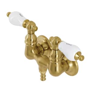 Aqua Vintage 2-Handle Wall-Mount Clawfoot Tub Faucets in Brushed Brass