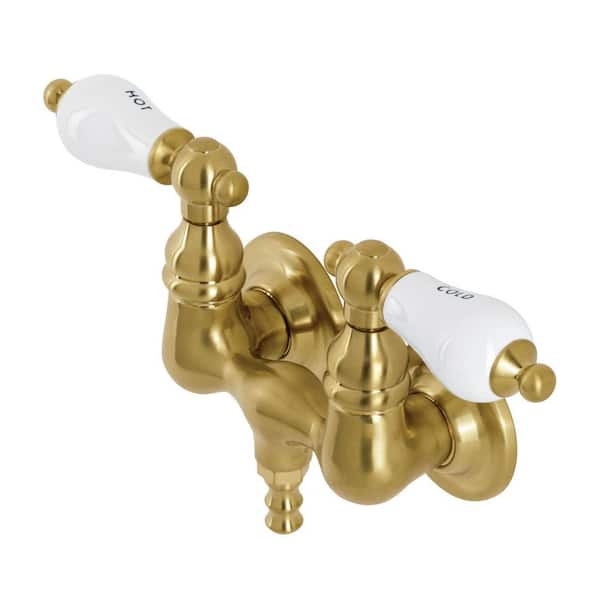 Kingston Brass Aqua Vintage 2-Handle Wall-Mount Clawfoot Tub Faucets in Brushed Brass
