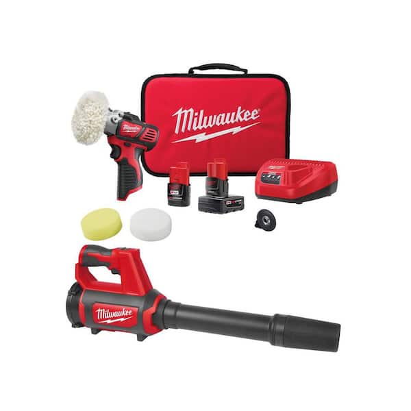 M12 12V Lithium-Ion Cordless Variable Speed Polisher/Sander Kit W/(2) M12 Batteries, Accessories, Charger, Bag, & Blower