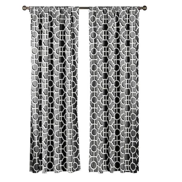 Creative Home Ideas Light Gray Geometric Rod Pocket Room Darkening Curtain - 104 in. W x 84 in. L (Set of 2)