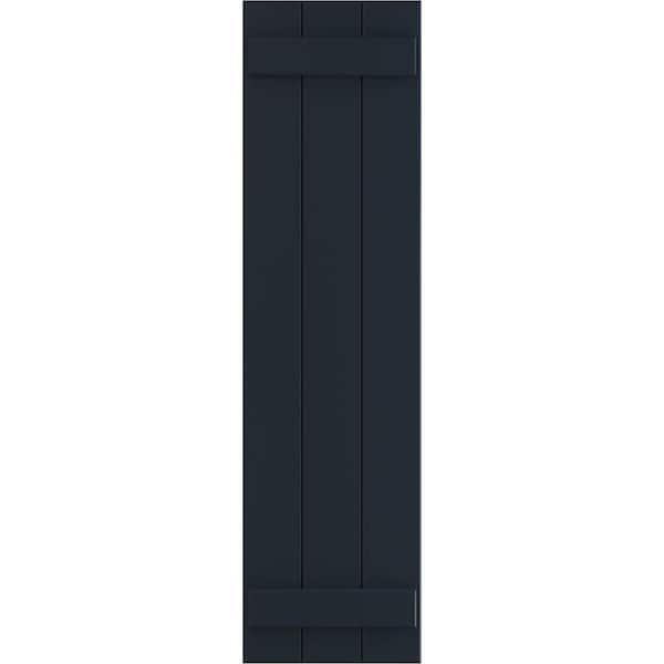 Ekena Millwork 16-1/8 in. x 44 in. True Fit PVC Three Board Joined Board and Batten Shutters Pair in Starless Night Blue