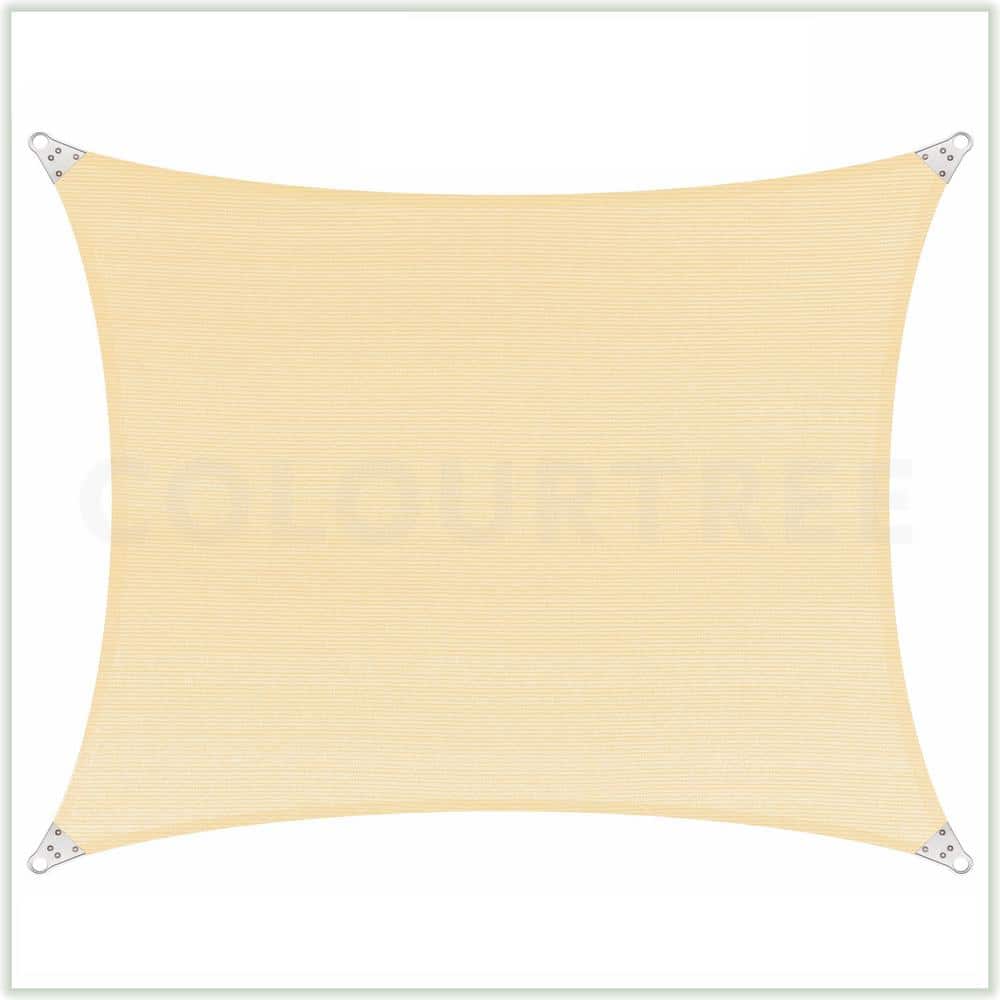 Beige Reinforced HDPE Rectangle Patio Shade Sail 8' x 12'