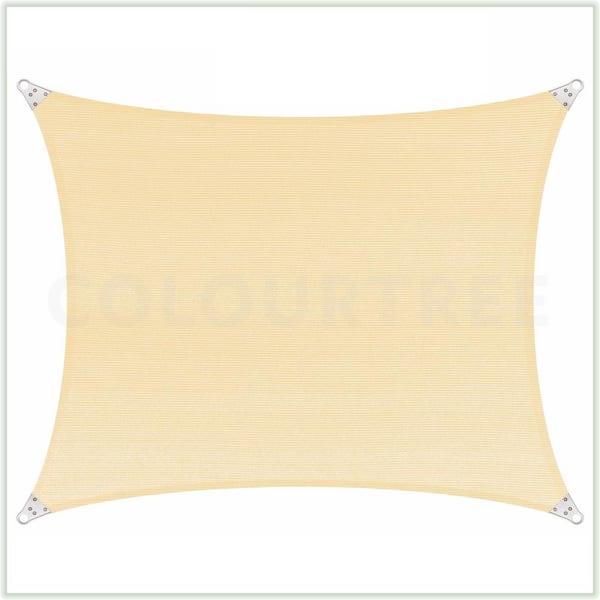 COLOURTREE 22 ft. x 20 ft. 260 GSM Reinforced (Super Ring) Beige Rectangle Sun Shade Sail Screen Canopy, Patio and Pergola Cover