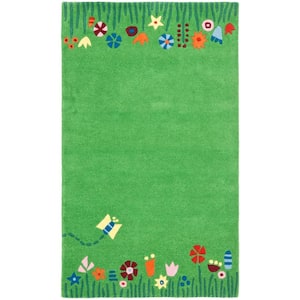 Kids Green/Multi Doormat 3 ft. x 5 ft. Floral Area Rug