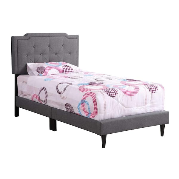 AndMakers Deb Jewel Gray Tufted Twin Panel Bed