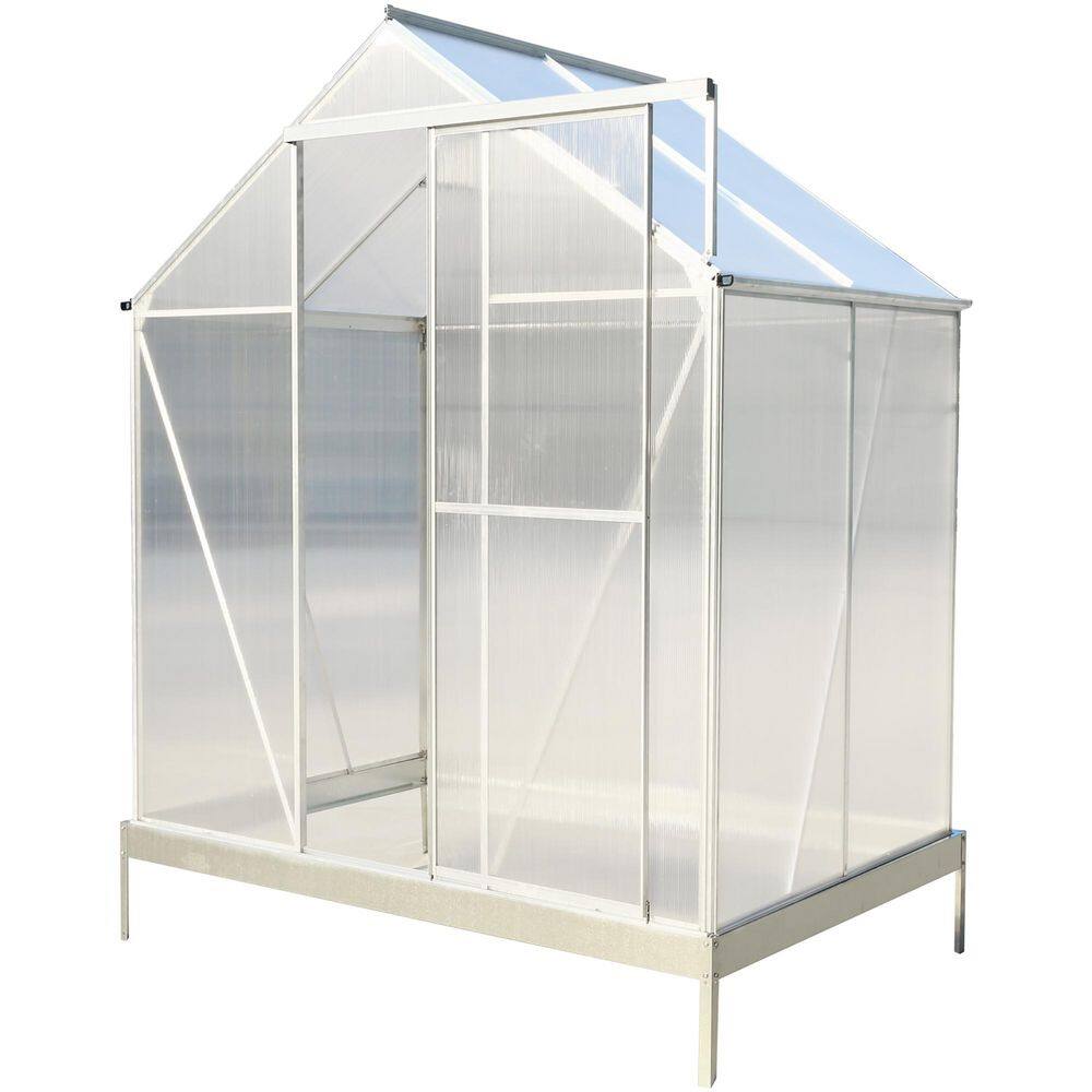 6 ft. x 4 ft. Silver Polycarbonate Greenhouse and Heavy Duty Outdoor Aluminum Walk-in Green House Kit price history on PriceWatchPro