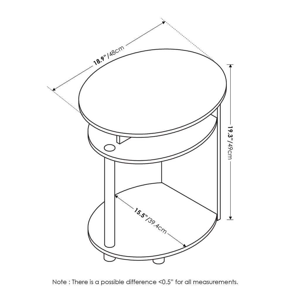 Americano Oval Wood and Metal End Table