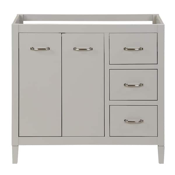 Home Decorators Collection Marrett 36 in. W x 19 in. D x 34 in. H Bath Vanity Cabinet without Top in Light Gray