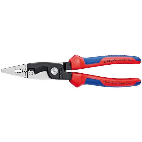 KNIPEX Heavy Duty Forged Steel 6-in-1 Electrical Installation Pliers with Multi-Component Grip