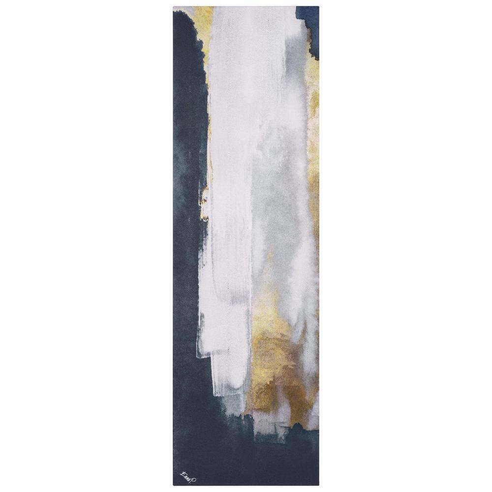 Silver Elegance I Abstract Canvas Wall Art in Blue, Gold, and Silver