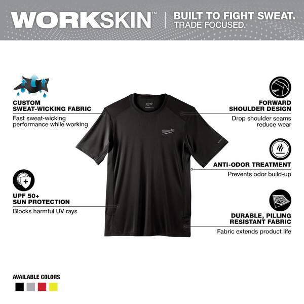Men's WORKSKIN Large Black Lightweight Performance Short-Sleeve T-Shirt