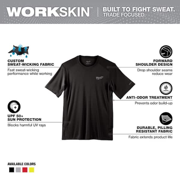 Men's WORKSKIN Medium Black Lightweight Performance Short-Sleeve T-Shirt